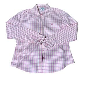 LILLY PULITZER Pink & White Plaid Button Down Shirt-Size 6